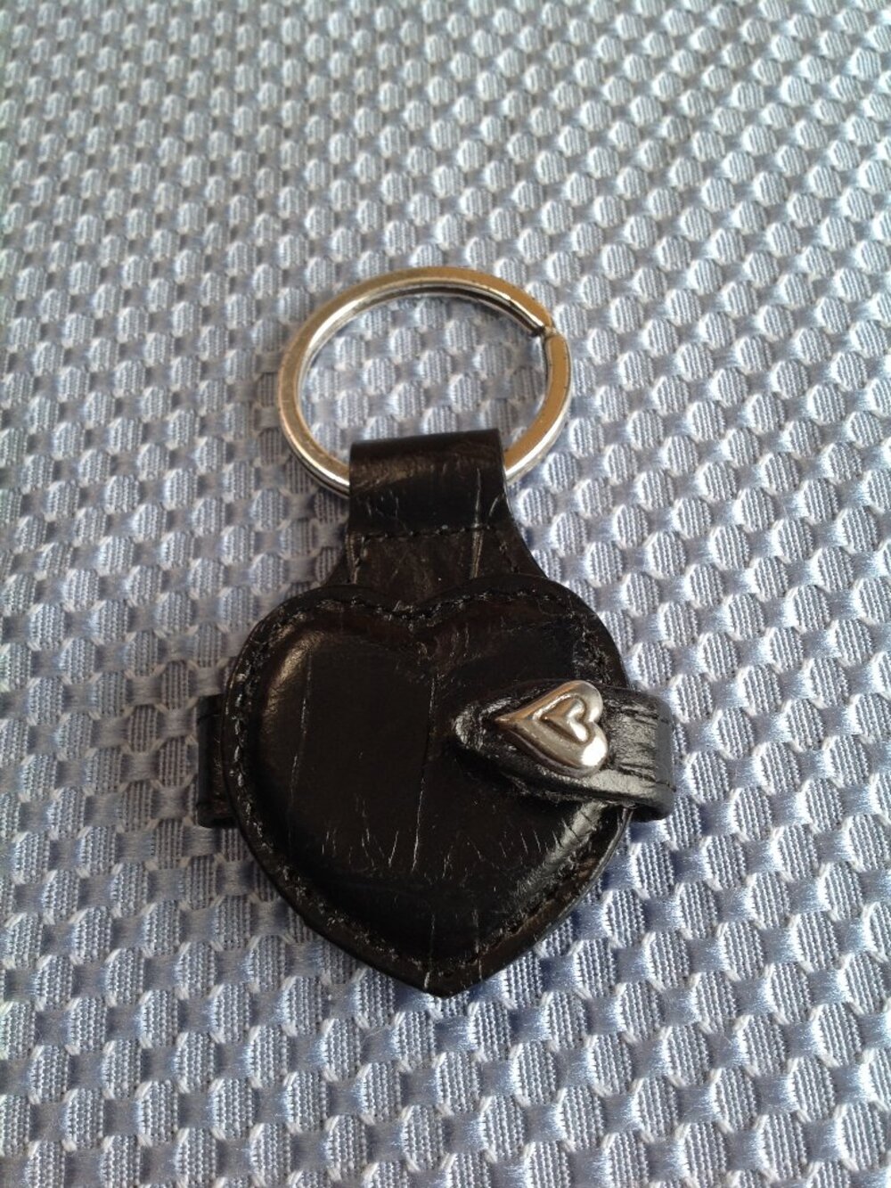 Brighton One World Black Leather Heart Photo Keychain